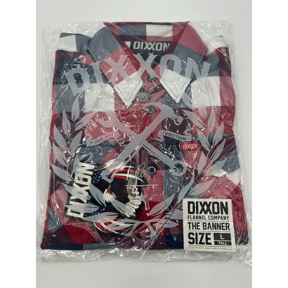 NWT Dixxon Flannel Shirt Mens Large Tall Red Blue Plaid Button Up The Banner